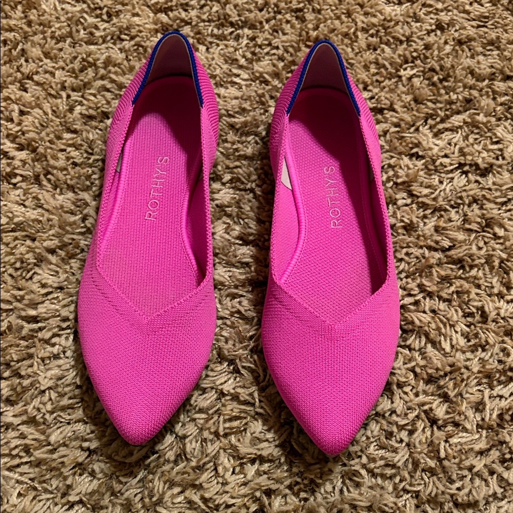 Rothy’s Dragon Fruit Pink Pointy Flats size 8